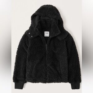 Abercrombie & Fitch sherpa coat, size: small, color: black